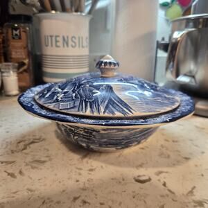 Vintage Liberty Blue Boston Tea Party Soup Tureen with Lid